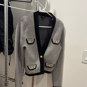 Black and white gold button cardigan